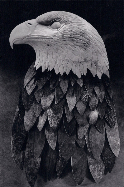 'Bald Eagle' (carved and assembled moose antler) by Maureen Morris