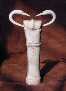 'Belted-Bone Birds' (carved antler and bone, assembled) by Maureen Morris