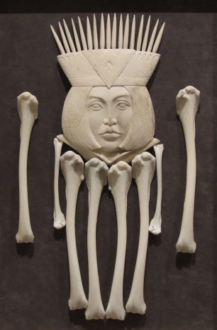 'Queen of Bones' (carved moose antler assemblage) by Maureen Morris